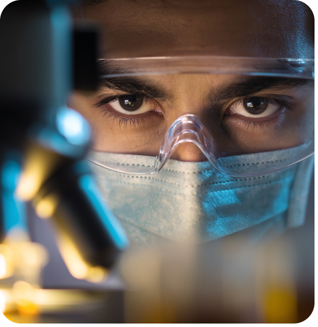 Scientist inspecting a laboratory sample