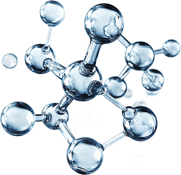 Glass molecular structure representing scientific research